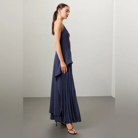 SIMKHAI sequoia pleated combo sleeveless v-neck dress size 8 - Picture 2 of 8